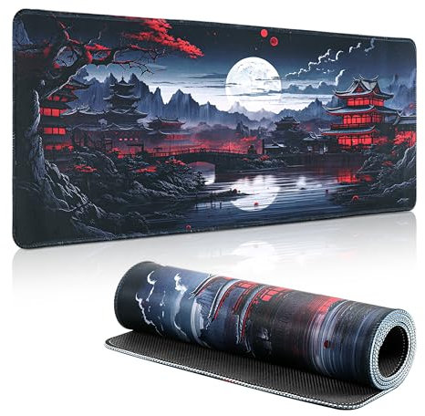 XXL Gaming Mauspad 800x300mm - Japanisches Anime Kirschblüten Design, rutschfeste Schreibtischunterlage mit Wasserdichter Oberfläche für PC/Laptop, Optimiert für Präzises Gaming & Büroarbeit (A)