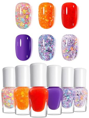 ZHITENG 6 Pièces Pintauñas y 3 Pegatinas de Uñas a Base Agua Maquillaje para Niñas Despegable Esmalte Uñas Juegos De Salón Manicura Pintauñas Niñas Perfecto para Regalos Cumpleaños Fiestas (Tipo A)