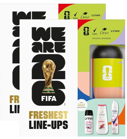 Freshest Line-Ups FIFA Gift Set for Her 2 Pack, Anti-Perspirant, Body Wash, Body Spray & Limited Edition Water Bottle ,3 Piece Self-Care Kit for Women, Official FIFA Football Gift Box