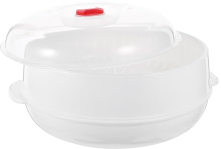 DIYEAH per cottura a vapore di verdure al microonde Vassoio per cottura a vapore con coperchio per riso, pesce e gnocchi al microonde Cibo Ciotola per riscaldamento a