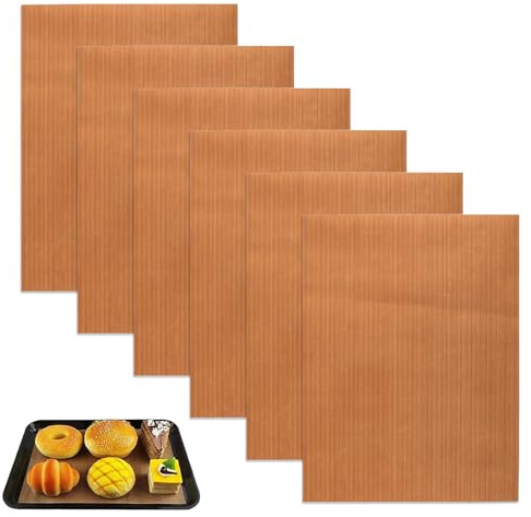 6 Sheets Teflon Sheet Oven Liners, 30x40cm Oven Liners, Reusable Baking Sheet, Heat-Resistant Silicone Baking Oven Tray Liners Non Stick for Baking Mat Liner Bread, Biscuits, Meat