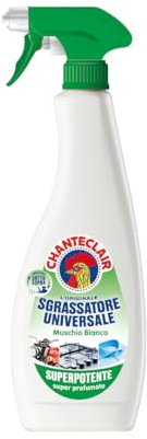 Chanteclair Sgrassatore Universale Superpotente, Detergente Multiuso con Profumo di Muschio Bianco, Ideale per Ogni Superficie e Tessuti, Formula Originale, Flacone Spray da 700 ml