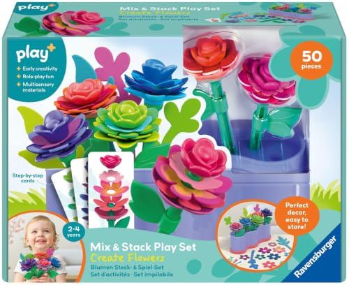 Ravensburger Play+ Blumen Steck- und Spiel-Set: Meine kreative Blütenwelt | Steckspiel ab 2 Jahre, Kinderspielzeug, Geschenk für Jungen und Mädchen