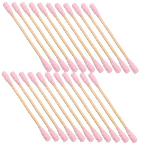 CRAFTHROU 1000 Pezzi Cotton Fioc Rosa Doppia Punta Bastoncino in Legno lungo Struttura a Spirale per Pulizia Orecchie e Trucco Pelle Sensibile Viaggio