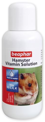 Beaphar - Hamster Vitamin Solution - Supports Optimum Health - Contains Vitamins B, C, E and K - Easy-to-use liquid, Add to Drinking Water or Food - Suitable for Hamsters, Gerbils and Rats - 75ml