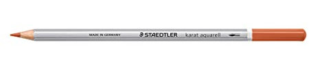 STAEDTLER aquarell Buntstifte karat aquarell, orangebraun, wasservermalbare, weiche, farbintensive Mine, unterschiedliche Trocken- und Nasstechniken, 6 Aquarellstifte im Kartonetui, 125-49