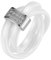 JewelryWe Schmuck 3mm Breite Weiss Keramik Damen-Ring mit Silber Edelstahl Trizyklische Verlobungsring Hochzeit Band Größe 62