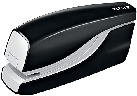 Leitz Elektrisches Büroheftgerät für 10 Blatt, Batteriebetrieb, Inkl. Heftklammern, Schwarz, NeXXt-Serie, 55660095