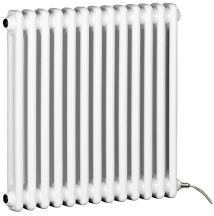 Manissa Electric Column White Radiator Traditional Column Radiator with PTC Element Old Cast Iron Type School Radiator (2 Column 600mm H x 592mm W)
