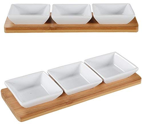 DRULINE Steingut Keramik Dipschalen Set - 4-tlg Schüssel Set für Tapas, Desserts & Snacks, Servierschalen, Dipschälchen, Snackschalen, Kleine Porzellan Schalen - Ideal für Parties und Alltag