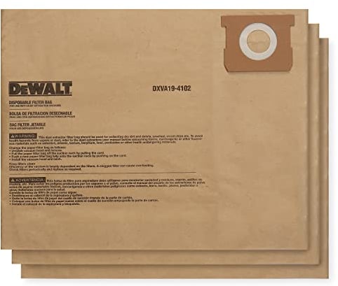 DEWALT DXVA19-4102 Dust Bag Fits for 12-16 Gallon Wet/Dry Vacuum Compatible with DXV12P DXV14P DXV16P DXV16PA DXV16S,3 Pack