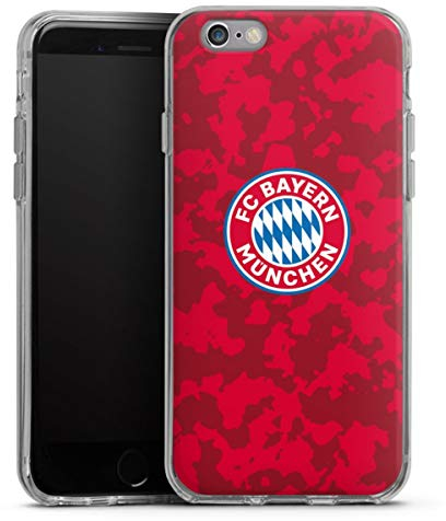 Silikon Hülle kompatibel mit Apple iPhone 6s Case transparent Handyhülle FC Bayern München Camouflage FCB