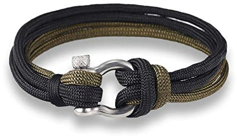 EXINOX Pulsera Nautica Hombre Y Mujer | Cuerda Nautica Acero Inoxidable (Verde Y Negra)