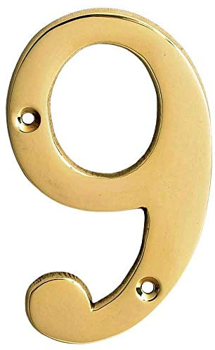 eSplanade 4 Brass House Hotel Door Number Plaque Sticky Numeric Numerical Digit 0-9 (9 (Nine))