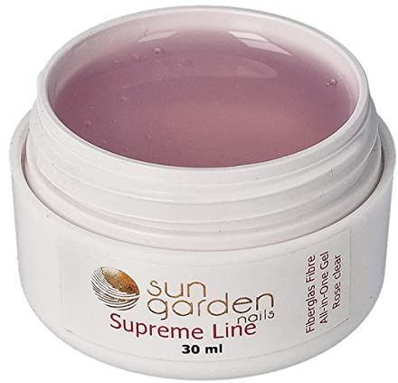 Sun Garden Nails UV ALL IN ONE Gel fibre de verre ROSE 30 ml finition/construction/adhésif - Shine Top Coat UV/LED gel 1-phase