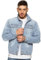 Enzo Mens Designer Denim Jacket Western Classic Style Trucker Vintage Style Coat (XXL, Light Blue)