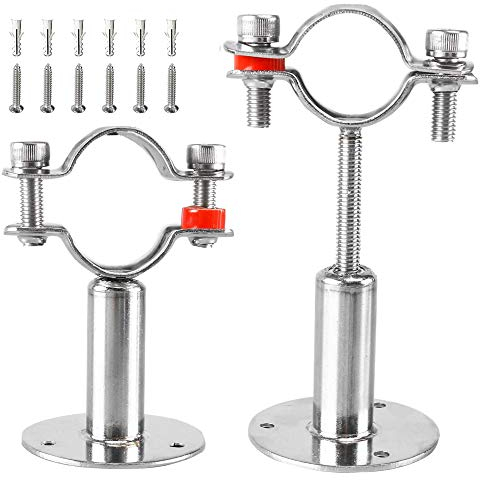 Edelstahl-Wandhalterung, Deckenhalterung, Rohrstützen, 2 Stück, verstellbare Rohrhalterung, Klemme, Rohrriemen mit Schrauben für 32 mm Durchmesser