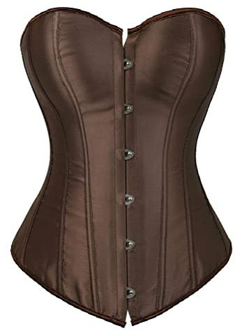 Kelvry Women's Plus Size Gothic Lingerie Satin Lace up Boned Overbust Corsets Shapewear Outfit