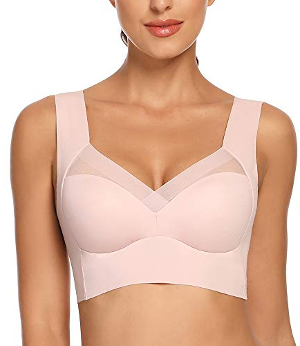 WOWENY Damen Komfort BHS Ohne Bügel Zero Feel Bralette für Frauen, Weich und Bequem T Shirt Schlaf BH Gepolstert,Rosa,L