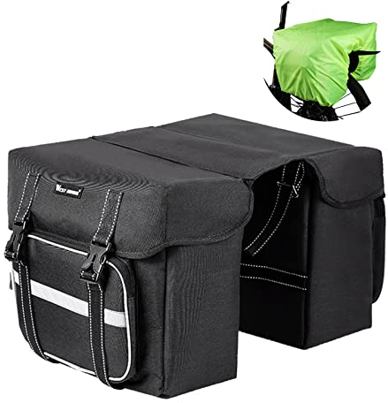 UBORSE Sacoche Vélo Porte Bagage Arrière 25L Sacoche Velo Double Sac de Roue Arrière Étanche Grande Sacoche de Cadre Polyvalente avec Housse de Pluie Sacoche de Selle pour Vélo Ebike Moto VTT(schwarz)