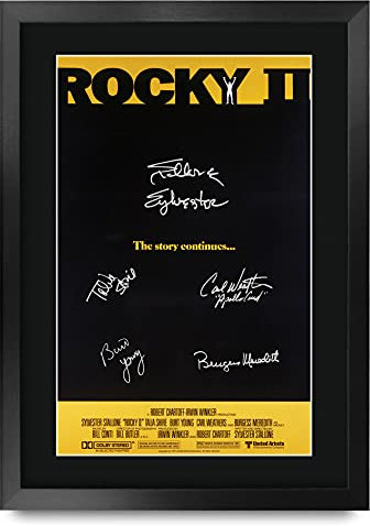HWC Trading FR A3 Rocky 2 Sylvester Stallone Gifts gedrucktes Poster, signiertes Autogrammbild für Film-Fans, A3, gerahmt