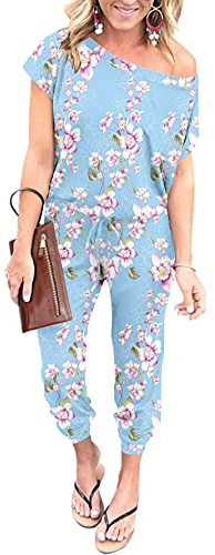 YUNDAI Womens Jumpsuits One Piece Casual Off Shoulder Playsuit Short Sleeve Overalls Elastic Waist Stretchy Romper with Pockets XX-Large,Rose Black