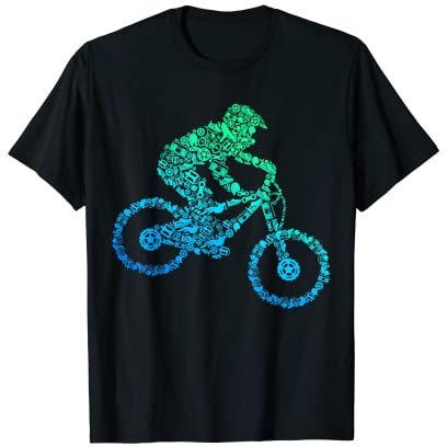 LUSTIGE FAHRRAD & MTB OUTFIT GESCHENKIDEEN Downhill Mountainbike Biker MTB Jungen Kinder T-Shirt, Schwarz, S, Halbarm, Pull-On, Klassische Passform, V-Ausschnitt, Einfarbig, Cotton 50%, Polyester 50%