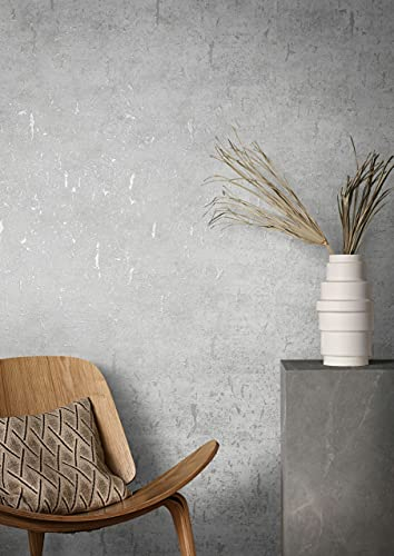marburg Tapete Weiß Betonoptik Glanz Muster für Wohnzimmer oder Schlafzimmer Vliestapete 100% Made in Germany PREMIUM QUALITÄT 10,05 x 0,70m 85764