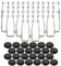gouveo Set di 24 Bottiglie in Vetro 150 ml Smoothie con Tappo a Vite Nero - Bottiglia Piccola da 0,15 l con Tappo TO43 - Bottiglia Vuota da riempire con succhi e frullati