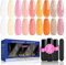 Lavender Violets 12 Pcs Gel Vernis à Ongles Set Charmant Automne blanc p orange pailleté Couleurs Nail Art UV LED Soak Off avec Base Coat, Matt et No Wipe Top Coat Lime à Ongles Starter Manucure C963A