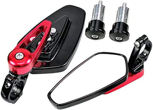 ETOPARS Motorradspiegel 22mm 7/8 Universal Lenkerendenspiegel Aluminium Spiegel Lenkerspiegel Seitenspiegel 360 Grad Verstellbar Rot