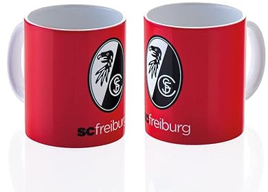 SC Freiburg Tasse Logo rot - Keramik - Logo-Klassiker - Trinkbecher - Tasse - 1 Stück (1er Pack) - 8 cm x 11 cm