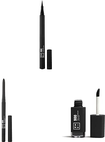 3INA MAKEUP - Vegan - The 24h Pen Eyeliner 900 + The Automatic Lip Pencil 900 + The Longwear Lipstick 900 - Eyelinerstift - Lippenkonturenstift - Hochpigmentierter, matter Lippenstift - Makeup Set