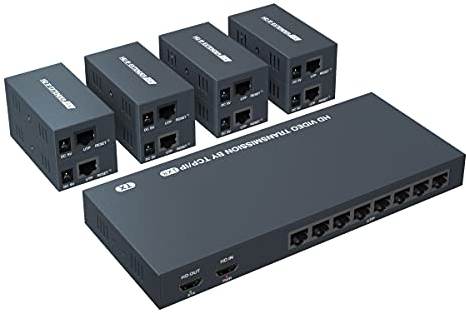 PW-DT2108 HDMI Extender Splitter 8 Port 150m von Cat5e/Cat6/Cat7 Kabelunterstützung 1080P@60Hz Auflösung Loop Out