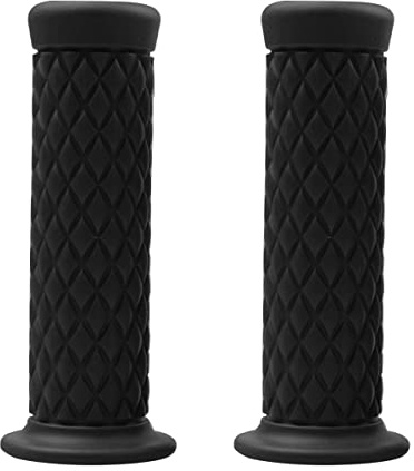 Motorcycle Hand Grips, Non Slip Rubber Bar for 7/8 22mm/24mm Handles, Vintage Motorbike Thruster Grip, Handlebar for Hand Comfort, Universal for Motocross Scooter Dirt Bike, Open End (Black)