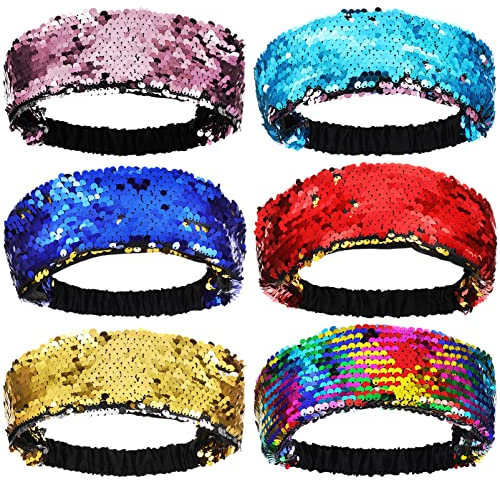 Beaupretty Pailletten Stirnbänder 6 Glitzernde Haarreifen Pailletten Haarbänder Glitzer Haarbänder Dünnes Stretch Stirnband Meerjungfrau Haarreif