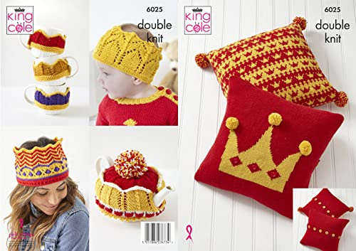 King Cole DK Knitting Pattern Cushion Tea or Mug Cosy & Coronation Crown (6025)
