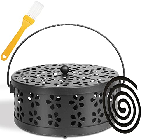 Support De Bobine Anti-Moustique, Support Spirale Anti Moustique, Hollow Porte Spirale Anti Moustique, Spirale Anti Moustique Exterieur avec Poignée, Utilisable dans Maison, Centre Commercial (Noir)