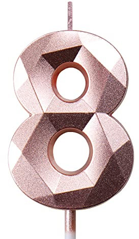 Geburtstagskerzen Zahlen Kerze 8 Tortendeko 8. Geburtstag Mädchen Kerzen Geburtstag Roségold 0-9 Zahlen Geburtstagskerzen für Torte