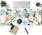 Gaming Green Desk Mat Desk Mouse Pads Purple Blue Pink Floral Mouse Pad Large, XL Big Computer Keyboard Mouse Mat Desk Pad Mat with Stitched Edge for Women Home Office Decor Deskmat 31.5x11.8 in