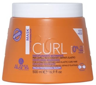 Alama Professional Curl, Maschera per Capelli Ricci e Mossi Idratati, Definiti ed Elastici, con Olio di Oliva ed Eritritolo, Anti Crespo e Idratazione a Lunga Durata, 500 ml