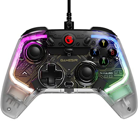 GameSir T4 Kaleid Transparent PC Controller, Controller di Gioco Cablato per PC/Switch/Android TV Box, Joystick Gamepad Plug and Play con Stick a Effetto Hall/Trigger Analogici, Jack Audio da 3,5 mm