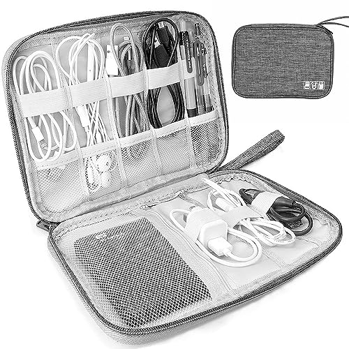 Electronics Accessories Organizer Bag Portable Cable Bag Travel Essentials Universal Carry Travel Gadget Bag for Cable Drive, SD, Charger Hard Disk (Grey)