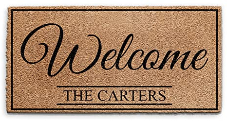 Hairyworm Personalised Doormat (120cm x 240cm) Large, Customise with Name, Initial, Text, Coconut Core Fibre Heavy Duty Mat, Rug, Family Name Welcome Indoor Natural Coir Extra Wide Door Mat