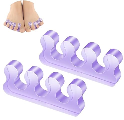 Zehentrenner Pediküre, Silikon Zehentrenner, Wiederholbare Waschbare Zehennagelteiler, für Nagellack、Korrektoren für überlappende Zehen. Lila