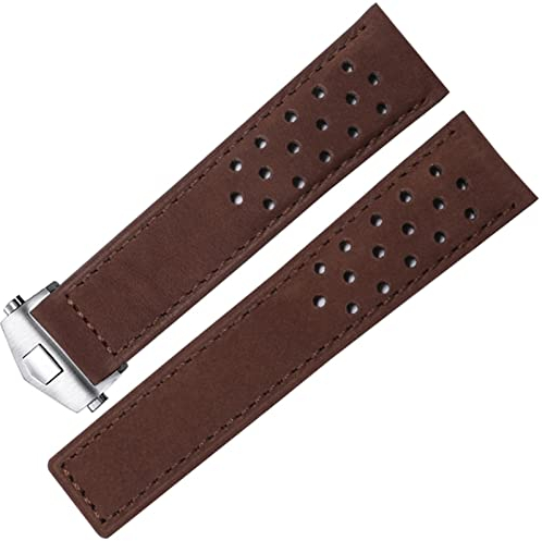 KiLoom Echtes Lederarmband für Tag Heuer Uhrenarmband Faltschließe 20 mm 22 mm Rindsleder-Uhrenarmbänder