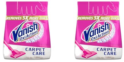 Vanish Oxi Action Carpet Stain Remover Powder, Carpet Cleaner, Removes ground-in dirt & dust, Shake & Clean, 650 g (Pack of 2)
