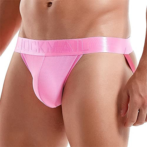 JOCKMAIL Slips Athlétiques pour Homme, sous-vêtements Jockstrap pour Homme, Soutien Masculin Indispensable (Rose,TG)