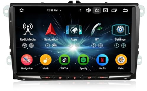 GONFEN 9 Zoll Android 13.0 DAB+ Autoradio Für VW Passat CC Golf 5/6 Tiguan Polo Jetta SEAT Skoda Octavia mit GPS Navi Apple CarPlay Android Auto Acht-Kern 4GB+64GB DSP WiFi BT 5.0 SWC OPS Touchscreen