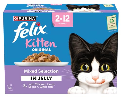 FELIX Original Kitten Mixed Menu in Jelly Nassfutter für Katzen, 12 x 85 g